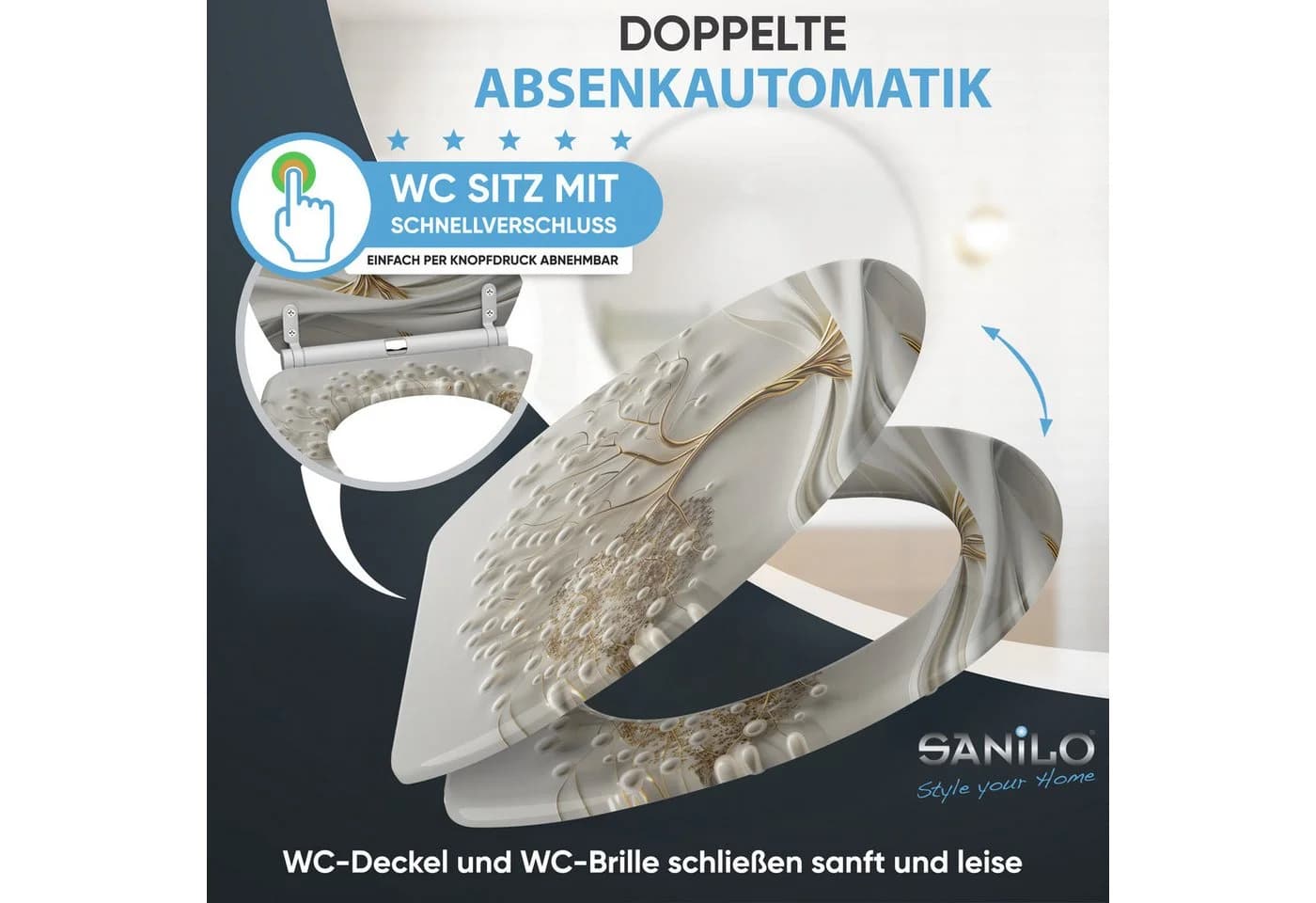 Sanilo WC-Sitz Tree of Life mit Absenkautomatik & Quick Release Weiß - Bild 3