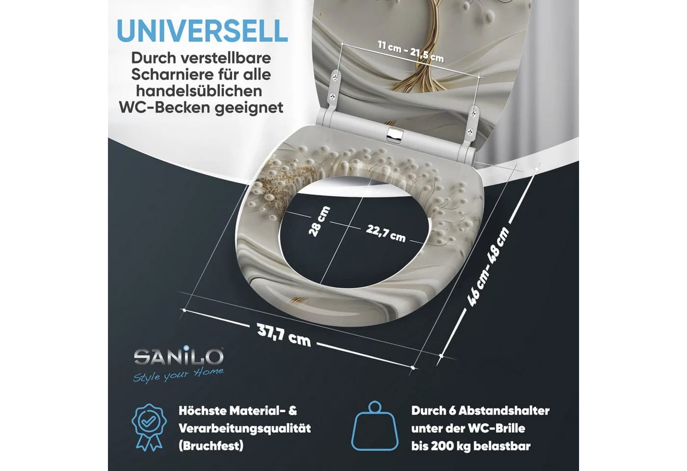 Sanilo WC-Sitz Tree of Life mit Absenkautomatik & Quick Release Weiß - Bild 4