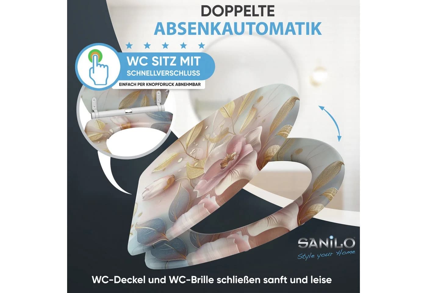 Sanilo WC-Sitz Florentia Rosa mit Absenkautomatik & Quick Release - Bild 3