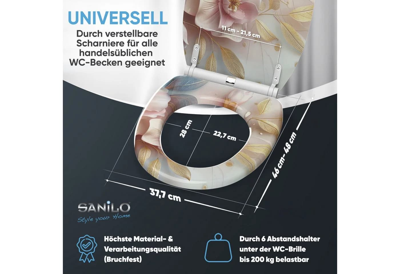 Sanilo WC-Sitz Florentia Rosa mit Absenkautomatik & Quick Release - Bild 4