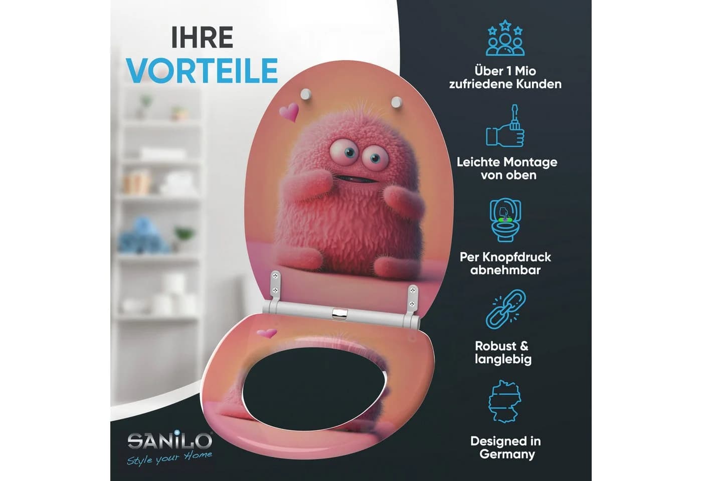 Sanilo WC-Sitz Coco mit Absenkautomatik Rosa