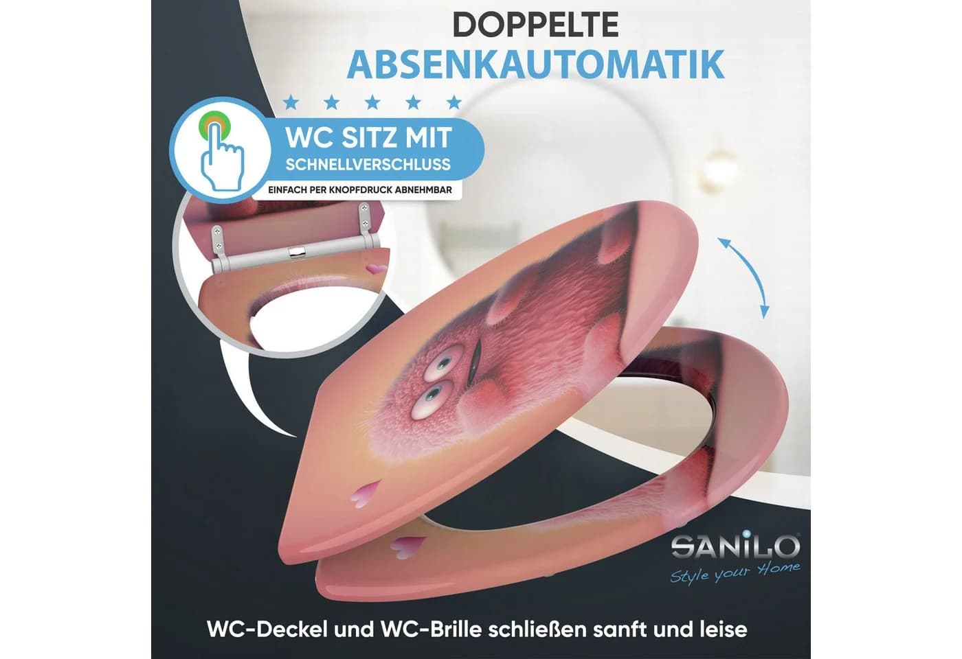Sanilo WC-Sitz Coco mit Absenkautomatik Rosa - Bild 3