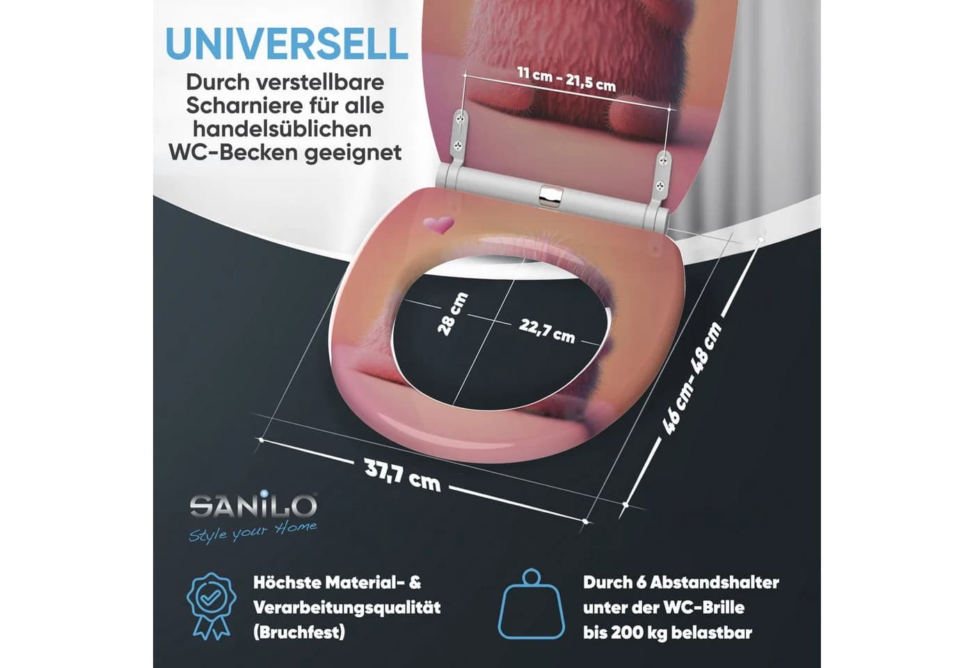 Sanilo WC-Sitz Coco mit Absenkautomatik Rosa - Bild 4