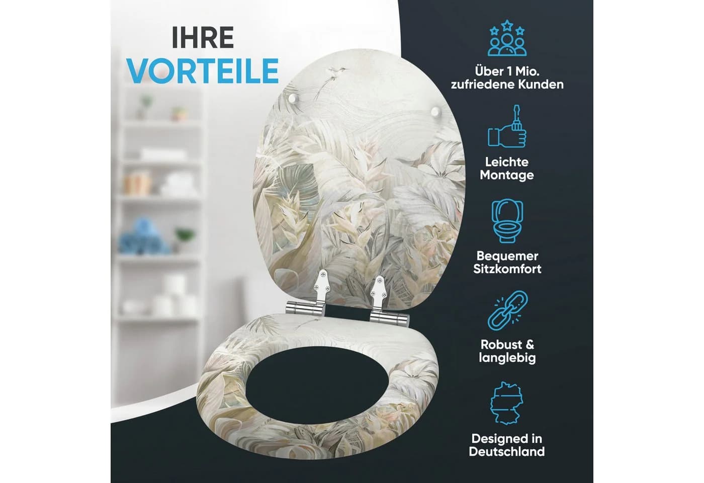 Sanilo WC-Sitz Hortus mit Absenkautomatik, hochwertig & modern, universell, leichte Montage