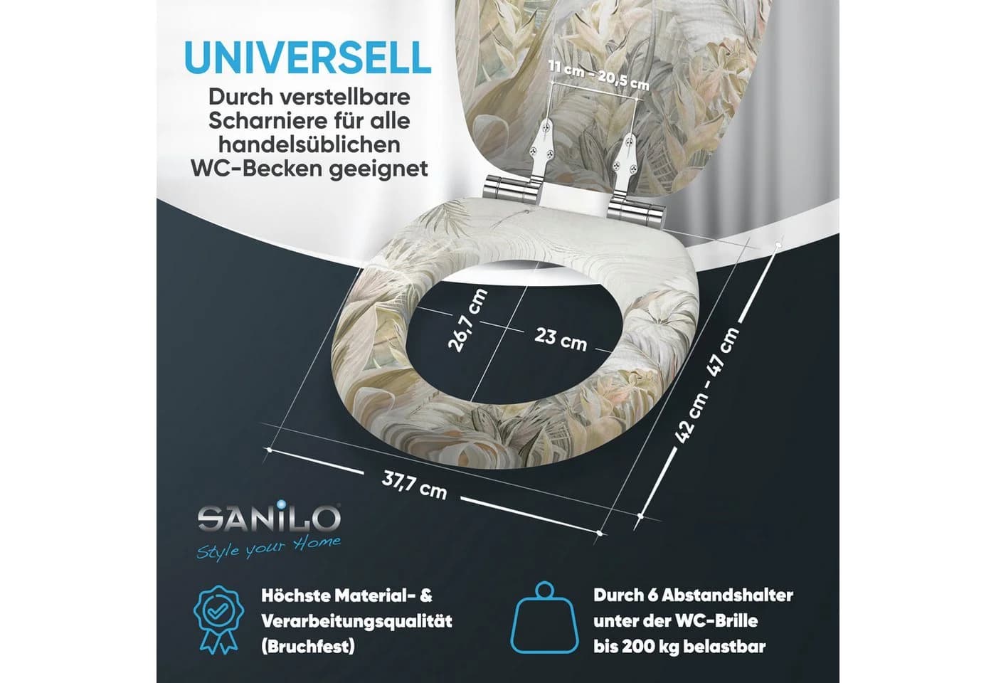 Sanilo WC-Sitz Hortus mit Absenkautomatik, hochwertig & modern, universell, leichte Montage - Bild 4