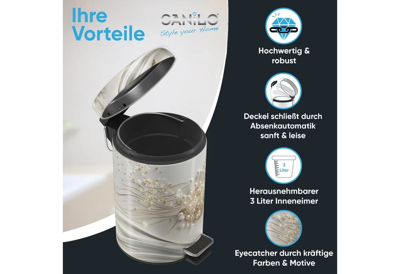 Sanilo Kosmetikeimer Tree of Life 3L mit Absenkautomatik