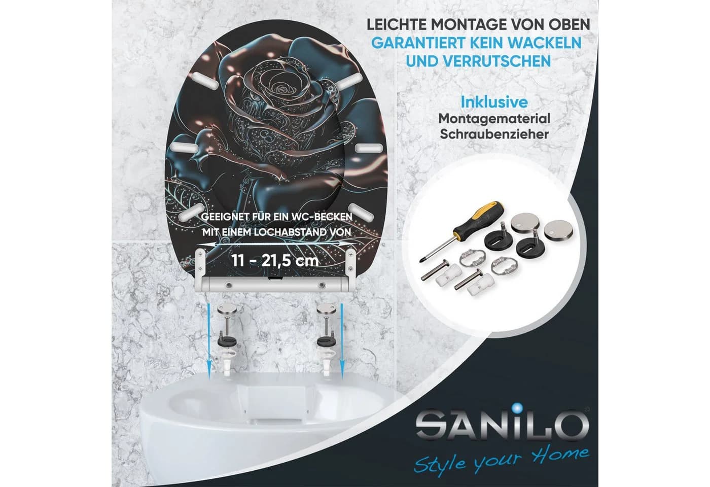 Sanilo WC-Sitz Schwarz mit Absenkautomatik & Quick Release - Bild 5
