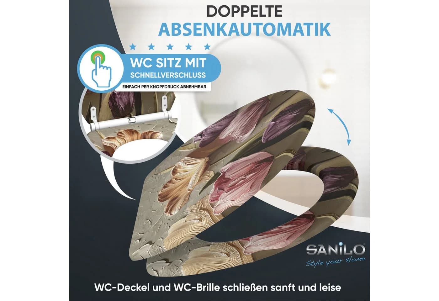 Sanilo WC-Sitz Tulpen mit Absenkautomatik & Quick Release - Bild 3