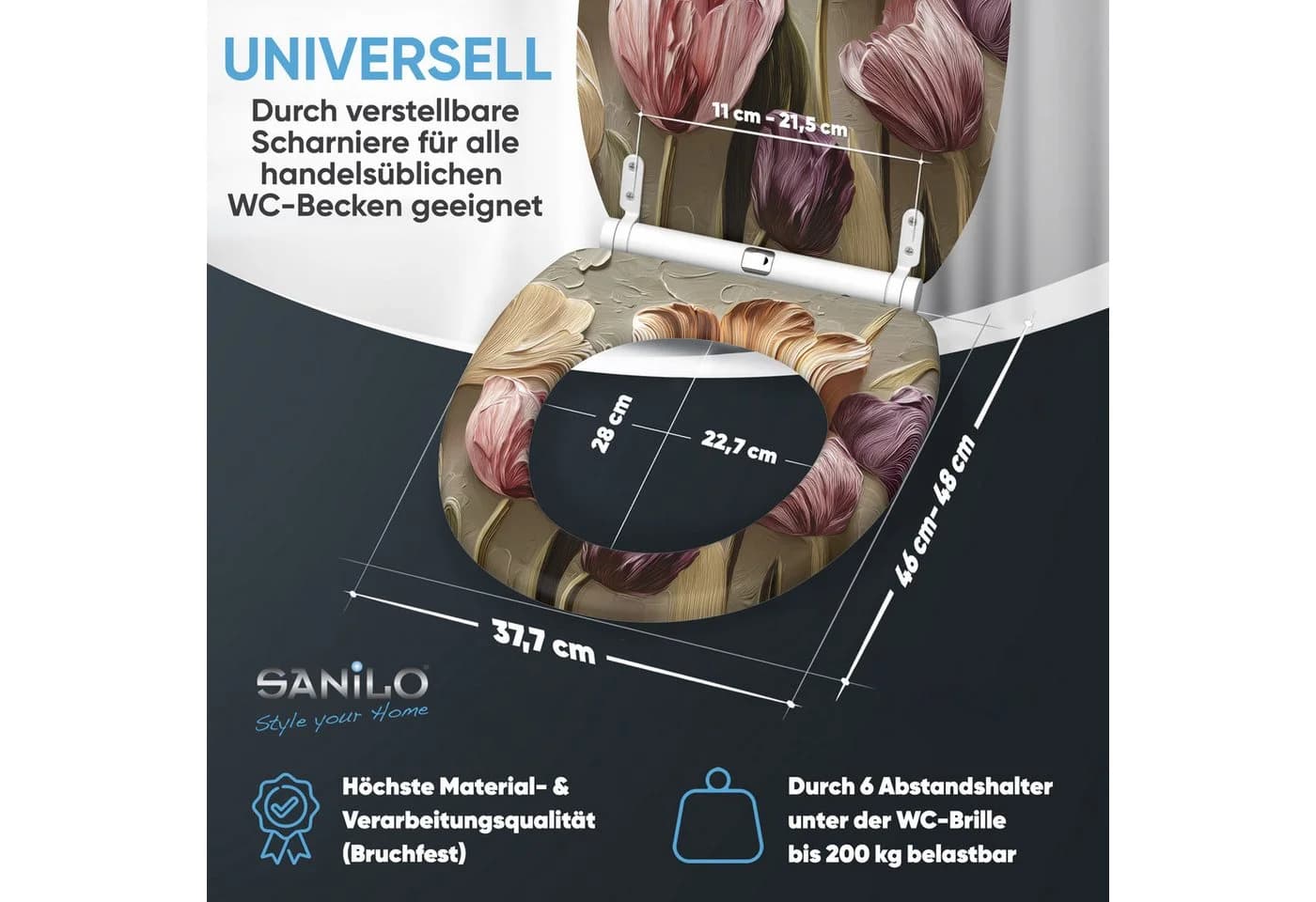 Sanilo WC-Sitz Tulpen mit Absenkautomatik & Quick Release - Bild 4