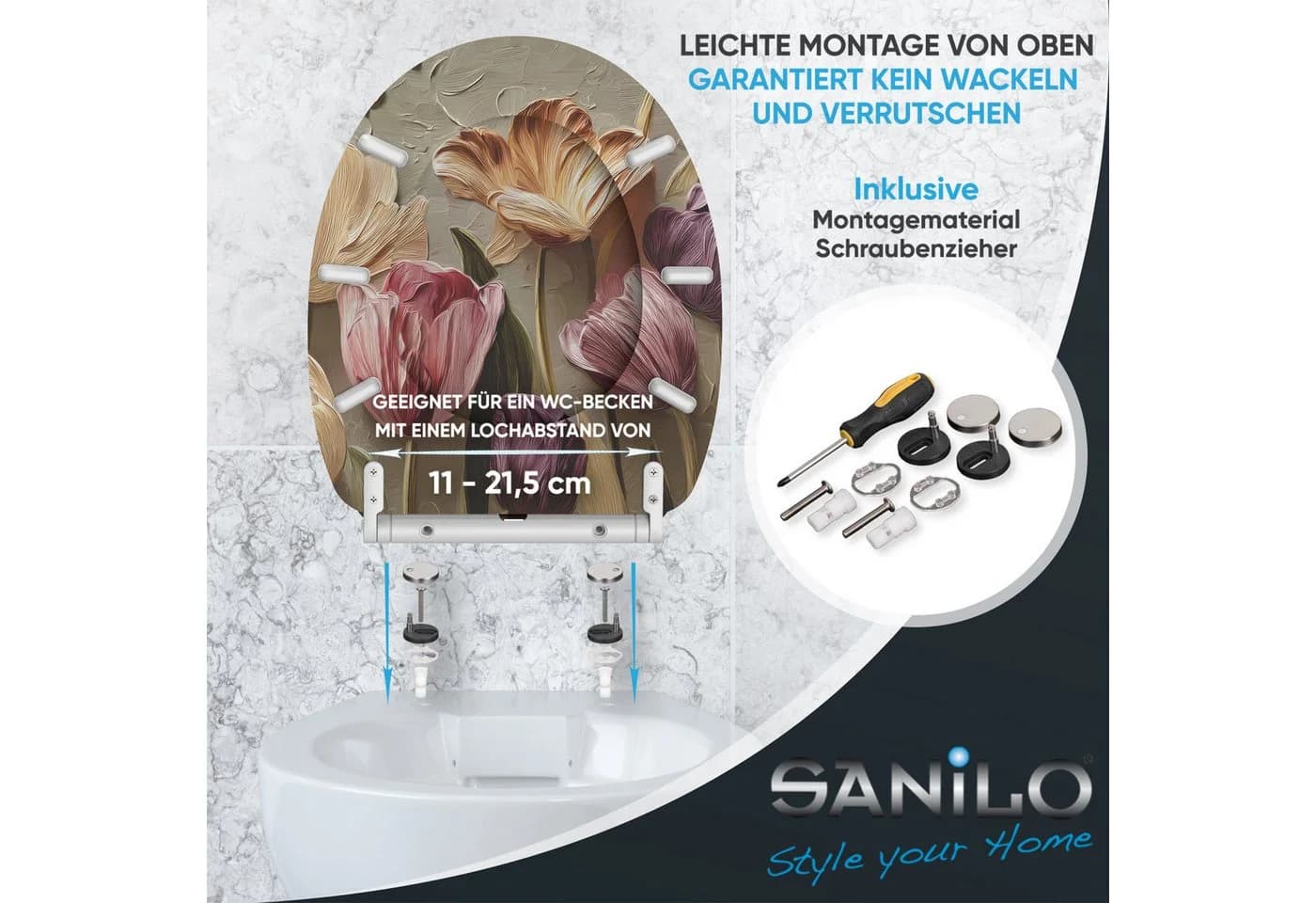 Sanilo WC-Sitz Tulpen mit Absenkautomatik & Quick Release - Bild 5