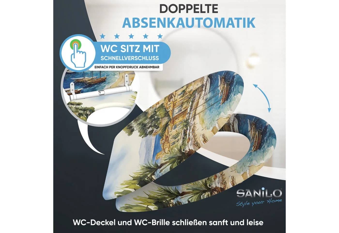 Sanilo WC-Sitz Riviera mit Absenkautomatik & Quick Release - Bild 3