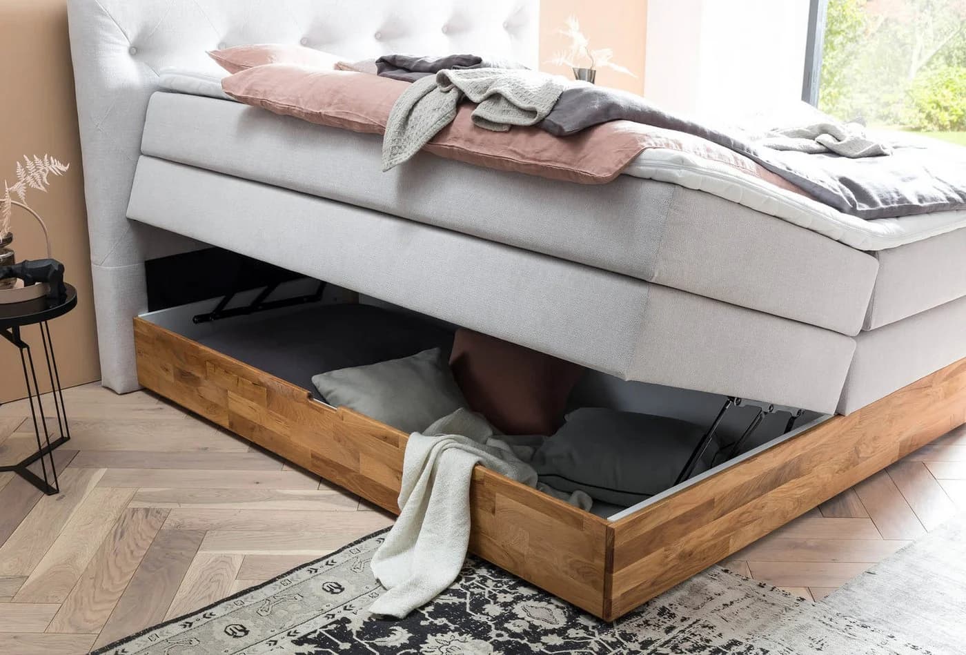 Belanoti Boxspringbett Marbo 180x200 mit Bettkasten und Visco-Topper