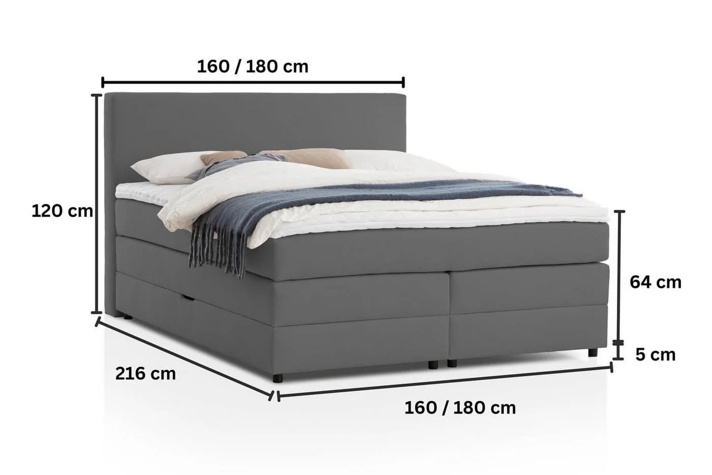 Belanoti Boxspringbett LOFT mit Bettkasten Anthrazit - Bild 5