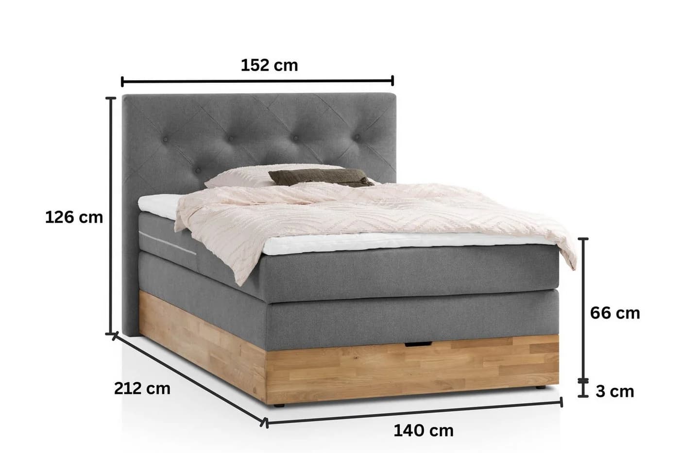 Belanoti Boxspringbett Marbo mit Bettkasten und Visco-Topper - Bild 5