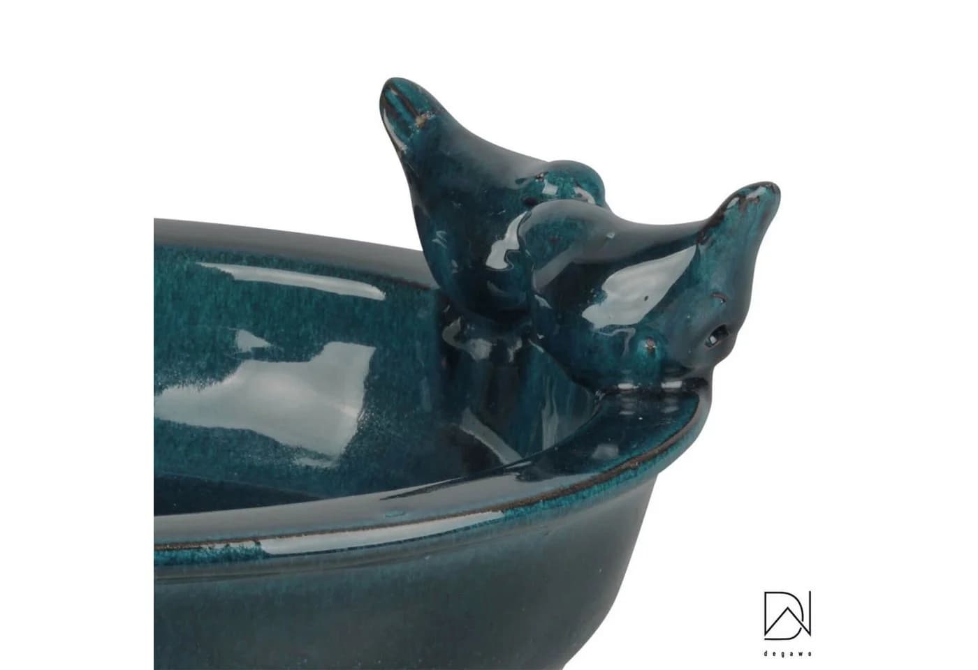 Dekowunder Vogeltränke oval blau glasiertes Terracotta