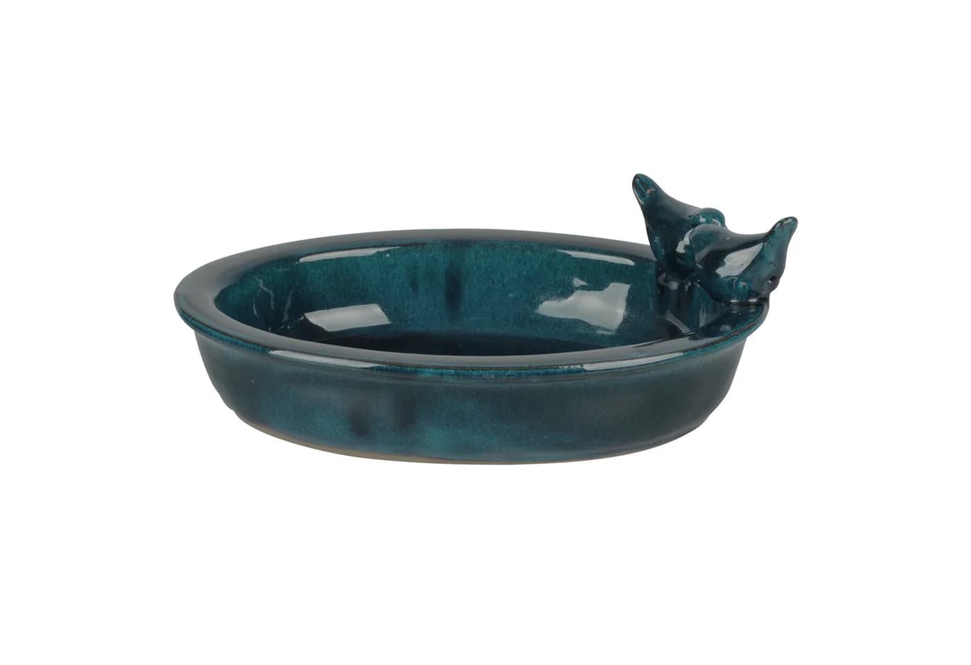 Dekowunder Vogeltränke oval blau glasiertes Terracotta - Bild 2