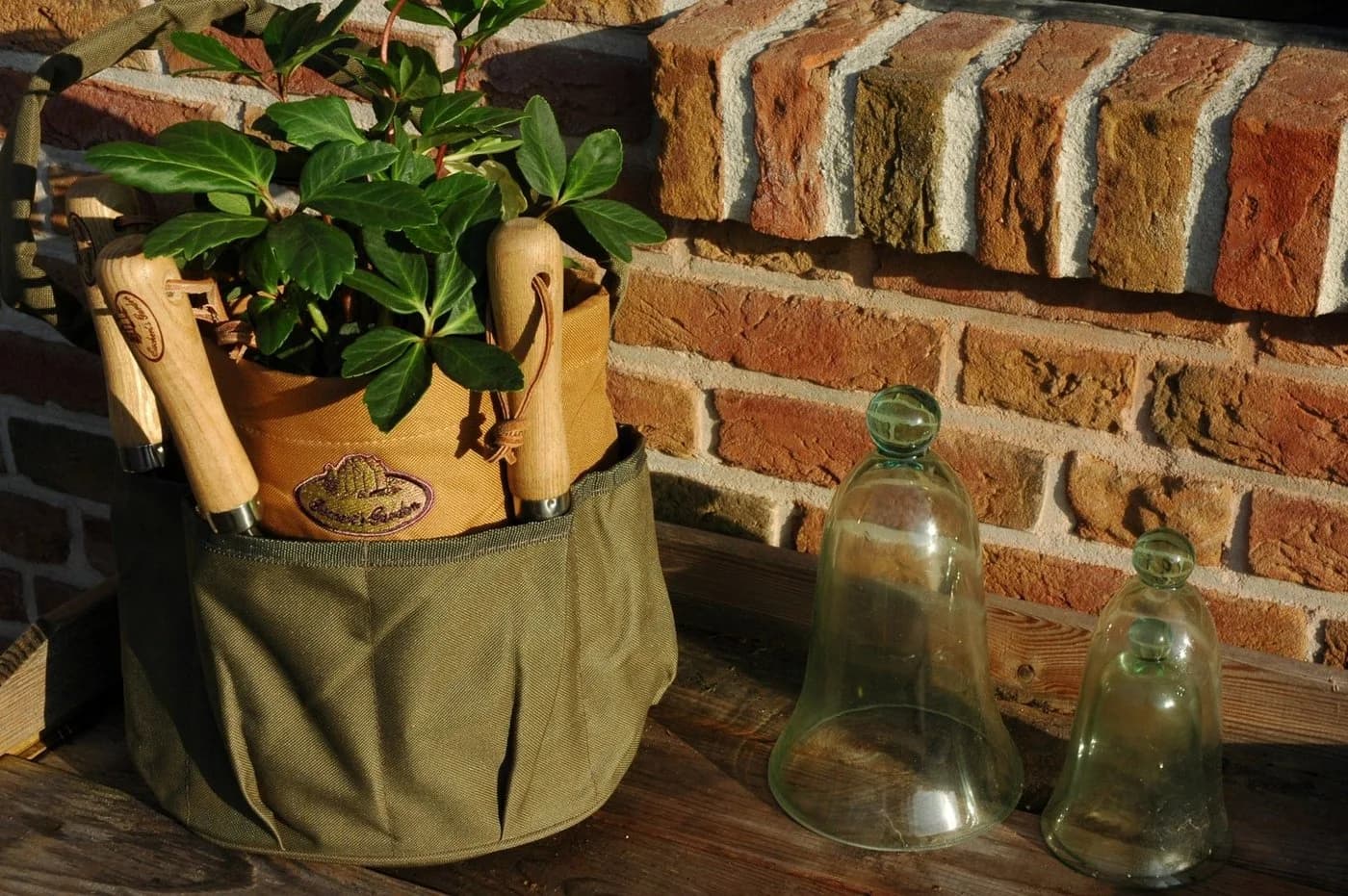 degawo Garten Werkzeugtasche rund Kanevas grün braun