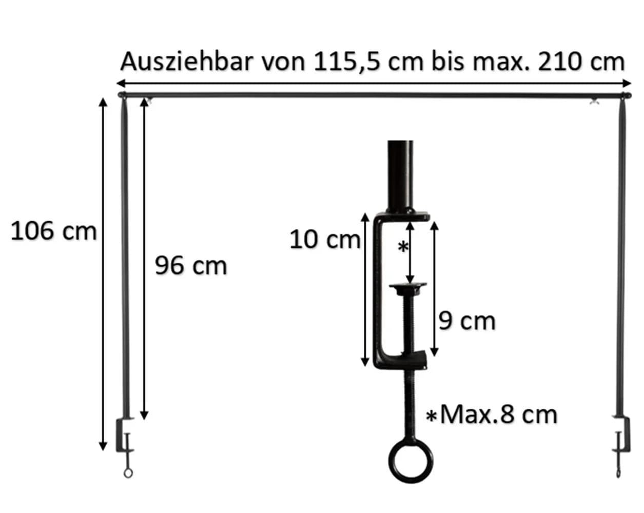 degawo Dekohänger Tisch Stange Metall Schwarz Ausziehbar - Bild 2