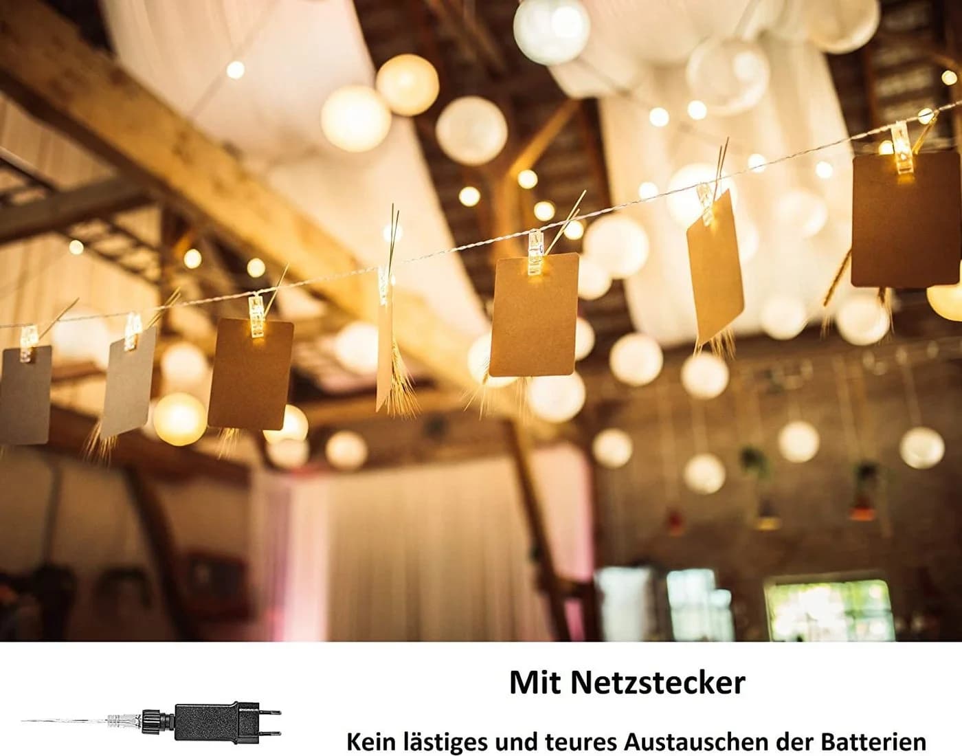 COZY HOME LED-Lichterkette Fotoclip Warmweiß Transparent