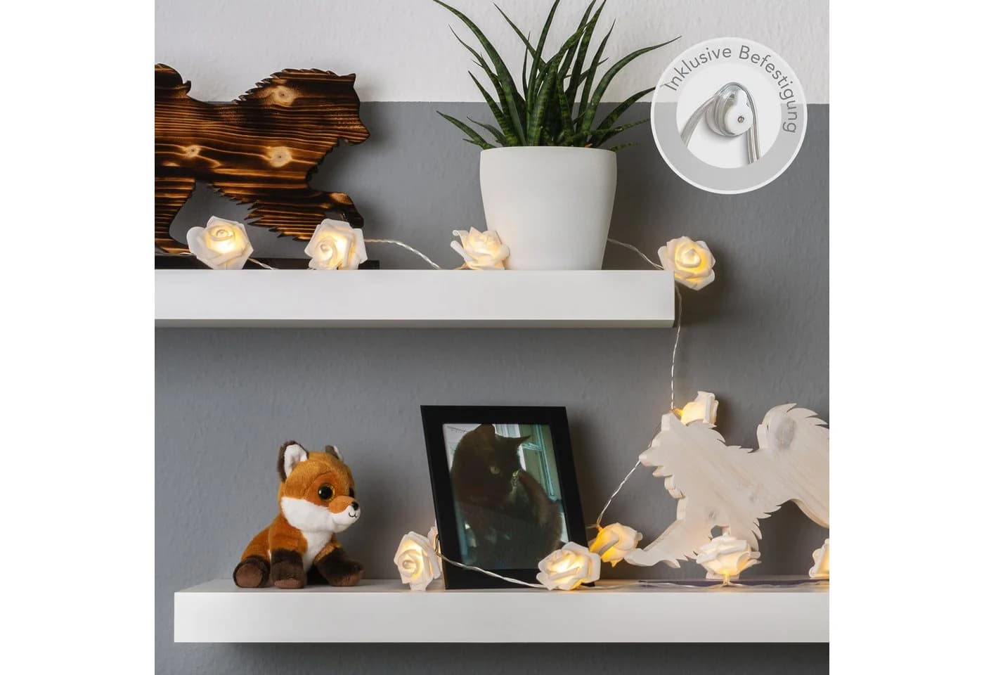 COZY HOME LED-Lichterkette Rosen 5m Warmweiß Batterie & Stecker