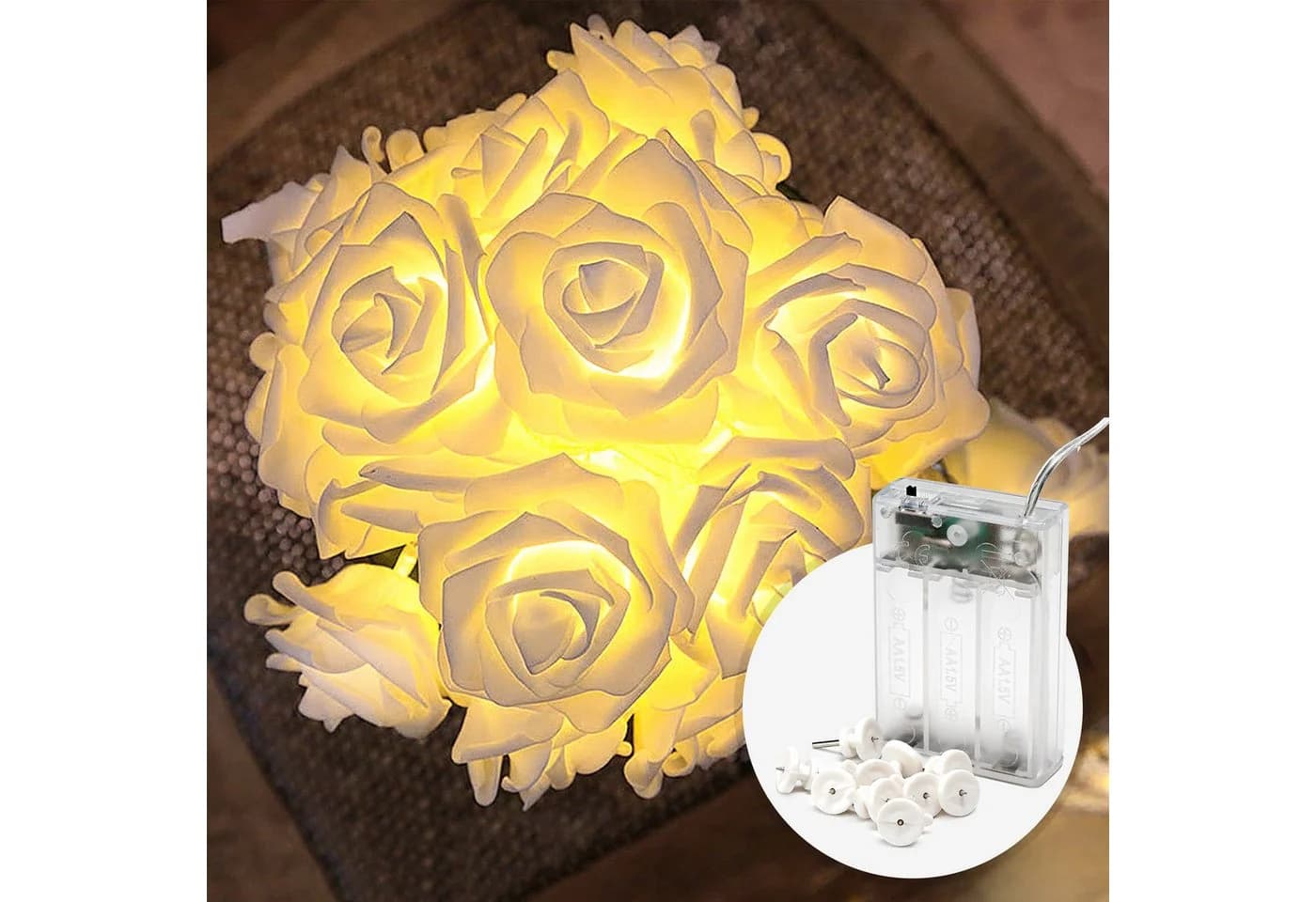 COZY HOME LED-Lichterkette Rosen 5m Warmweiß Batterie & Stecker - Bild 2