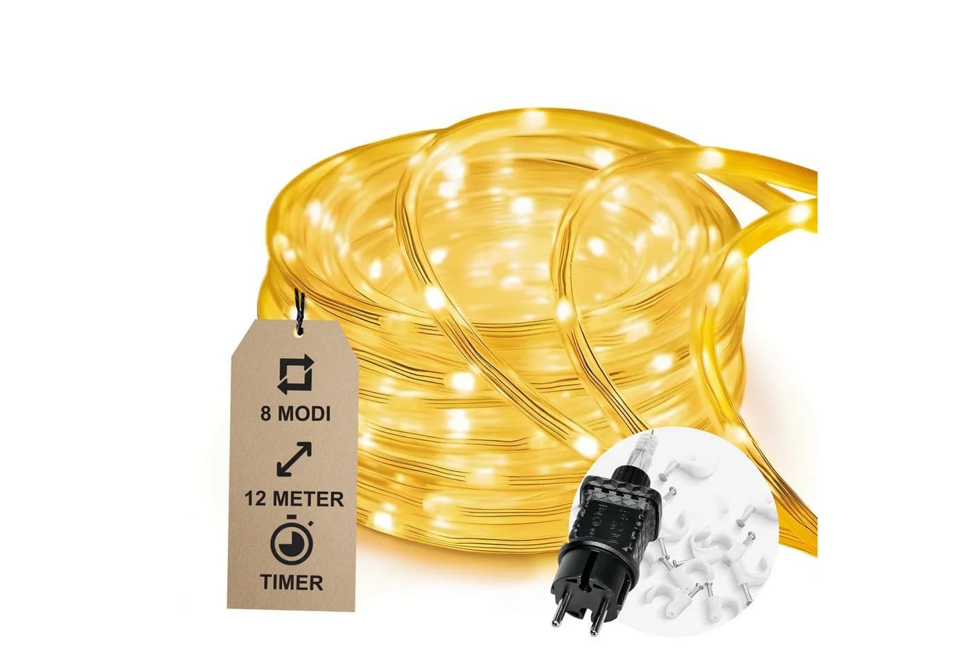 COZY HOME LED-Lichterkette Schlauch 200 LEDs 12m Solar & Stecker - Bild 2