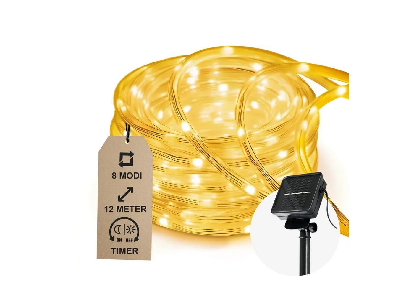 COZY HOME LED-Lichterkette Schlauch 200 LEDs 12m Solar & Stecker - Bild 2