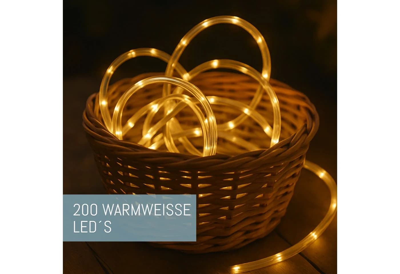 COZY HOME LED-Lichterkette Schlauch 200 LEDs 12m Solar & Stecker - Bild 5