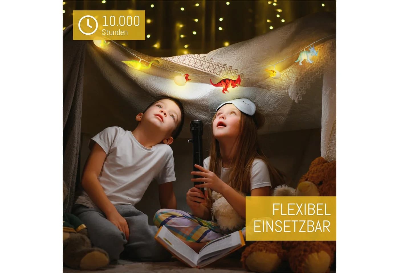COZY HOME LED-Lichterkette Dino 12 LED Warmweiß Batterie Stecker - Bild 3