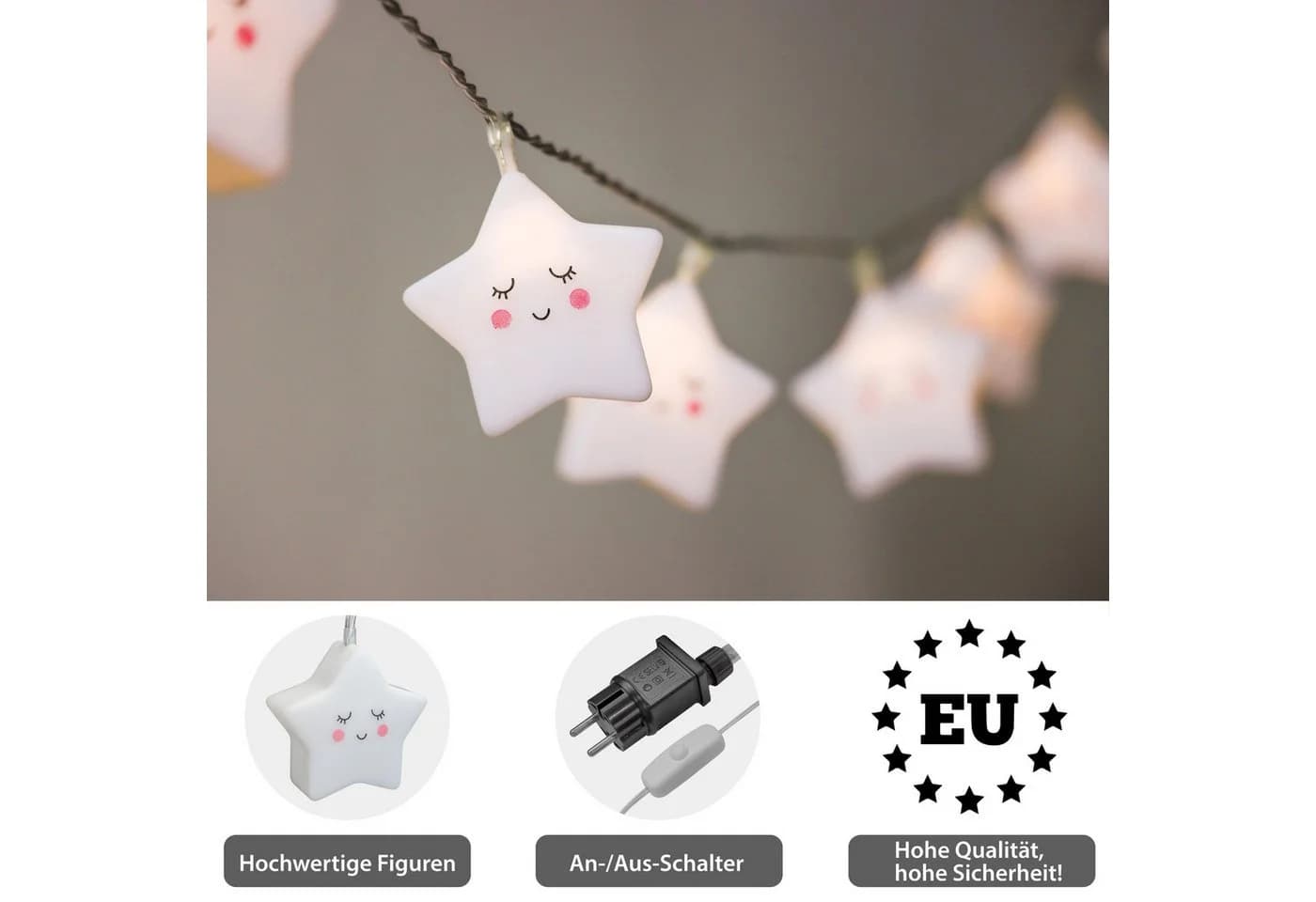 COZY HOME LED-Lichterkette Stern 20 LEDs Warmweiß 5m Timer - Bild 4