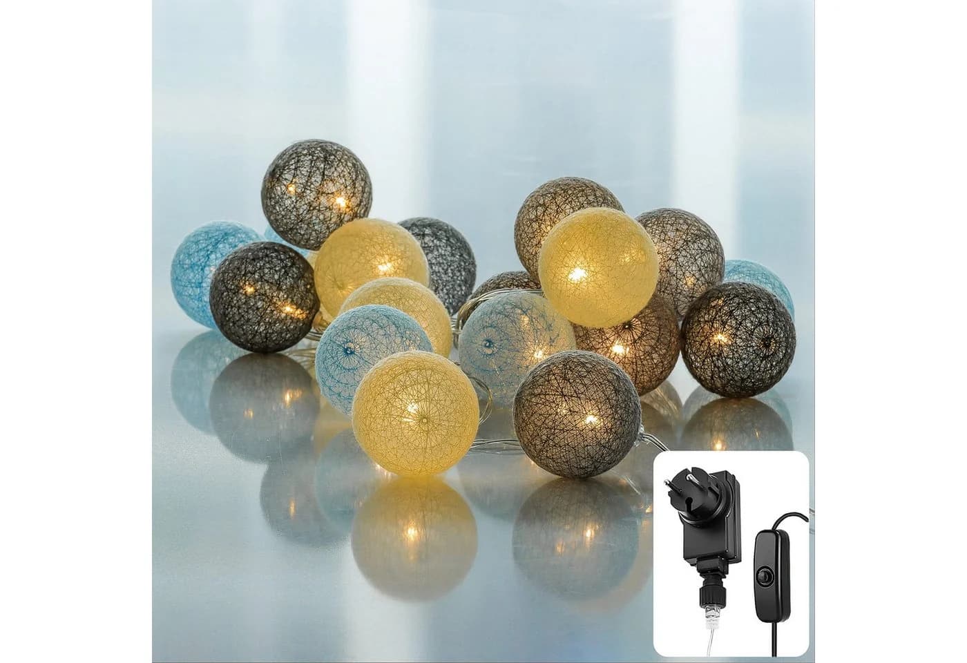 COZY HOME LED-Lichterkette Cotton Balls 6m Warmweiß 20 LEDs Strombetrieben - Bild 2