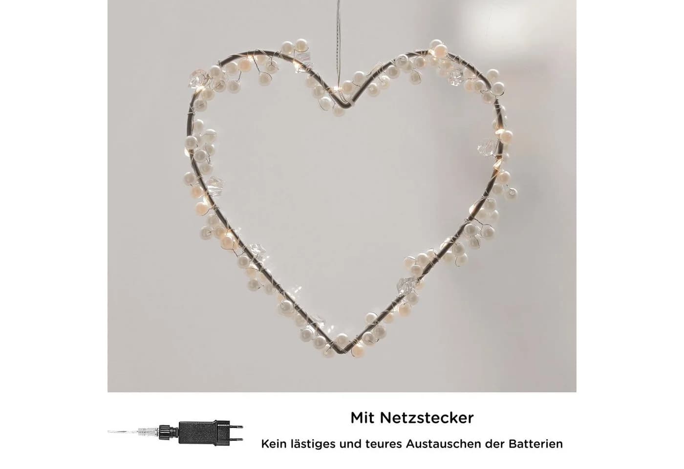 COZY HOME LED-Lichterkette Herz Lichterkranz warmweiß mit Stecker