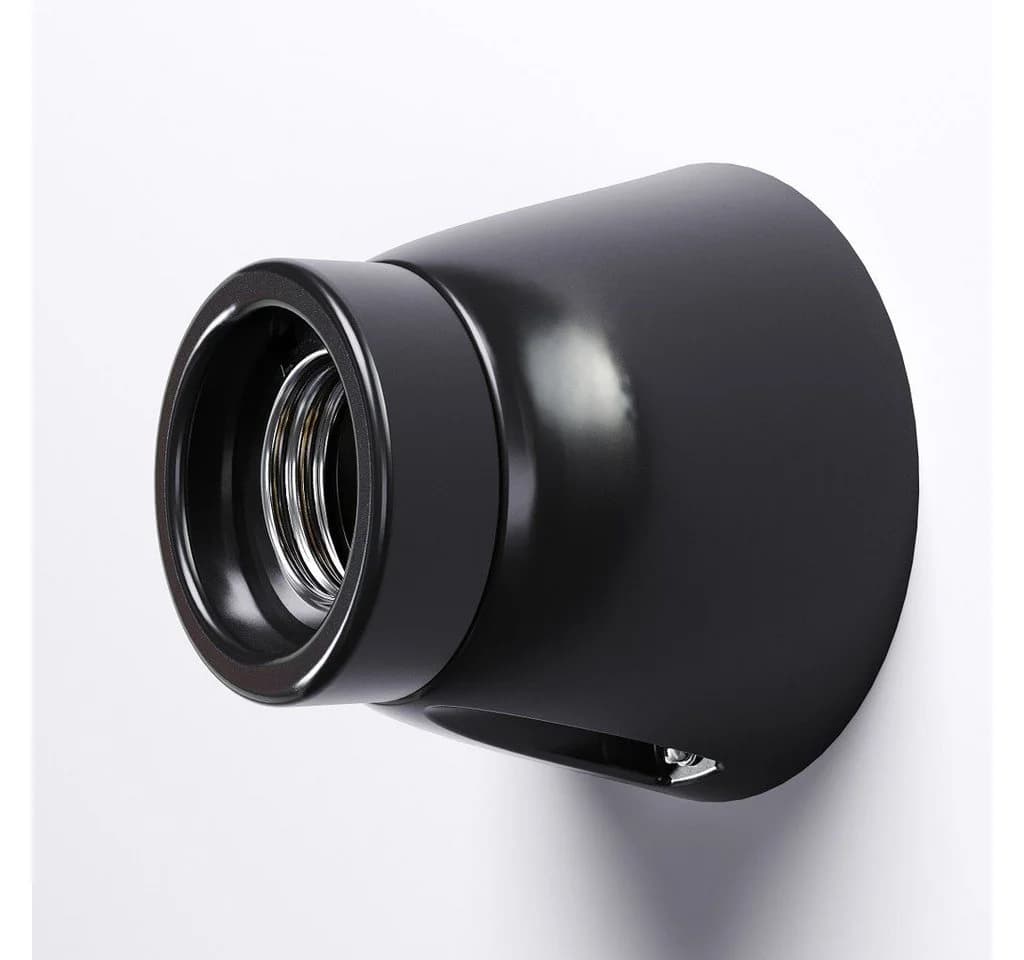 Lightstock Wandfassung Hart-Porzellan E27 Schwarz