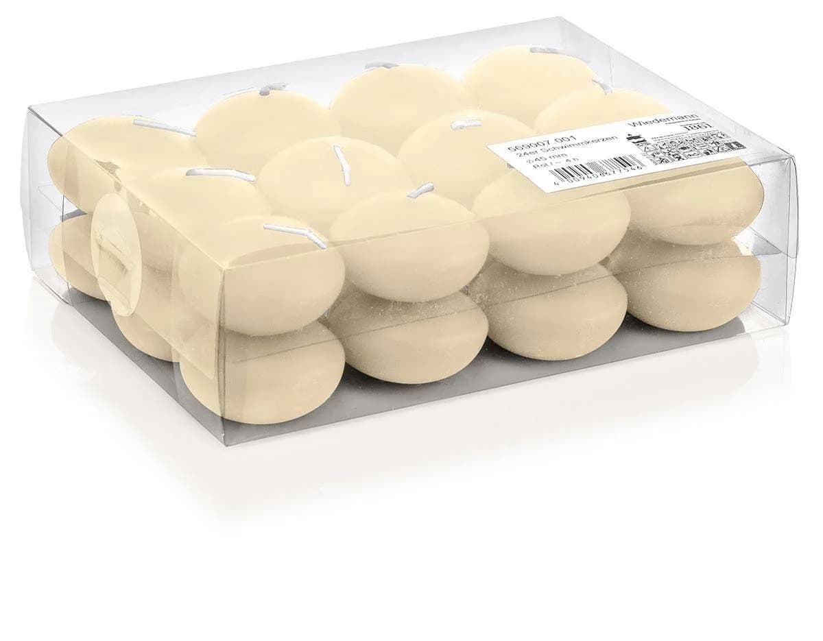 INNA-Glas Schwimmkerzen Set 24er Creme Ø 4,5cm