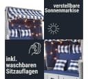 Wohnando Strandkorb "Anker" Blau mit LED-Beleuchtung & Fußstützen Bild 3