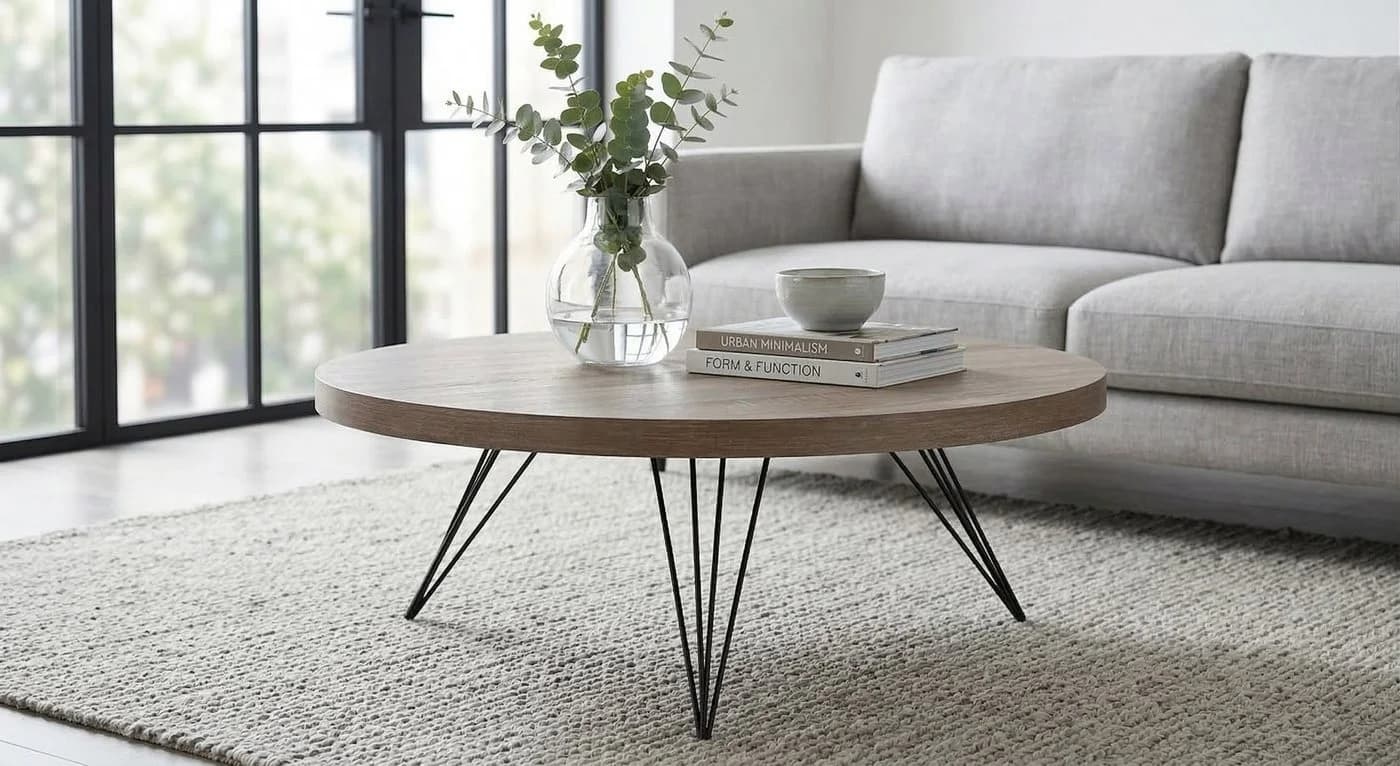 Wohnando Couchtisch Hestia rund 90cm Eichendekor Schwarz - Bild 5