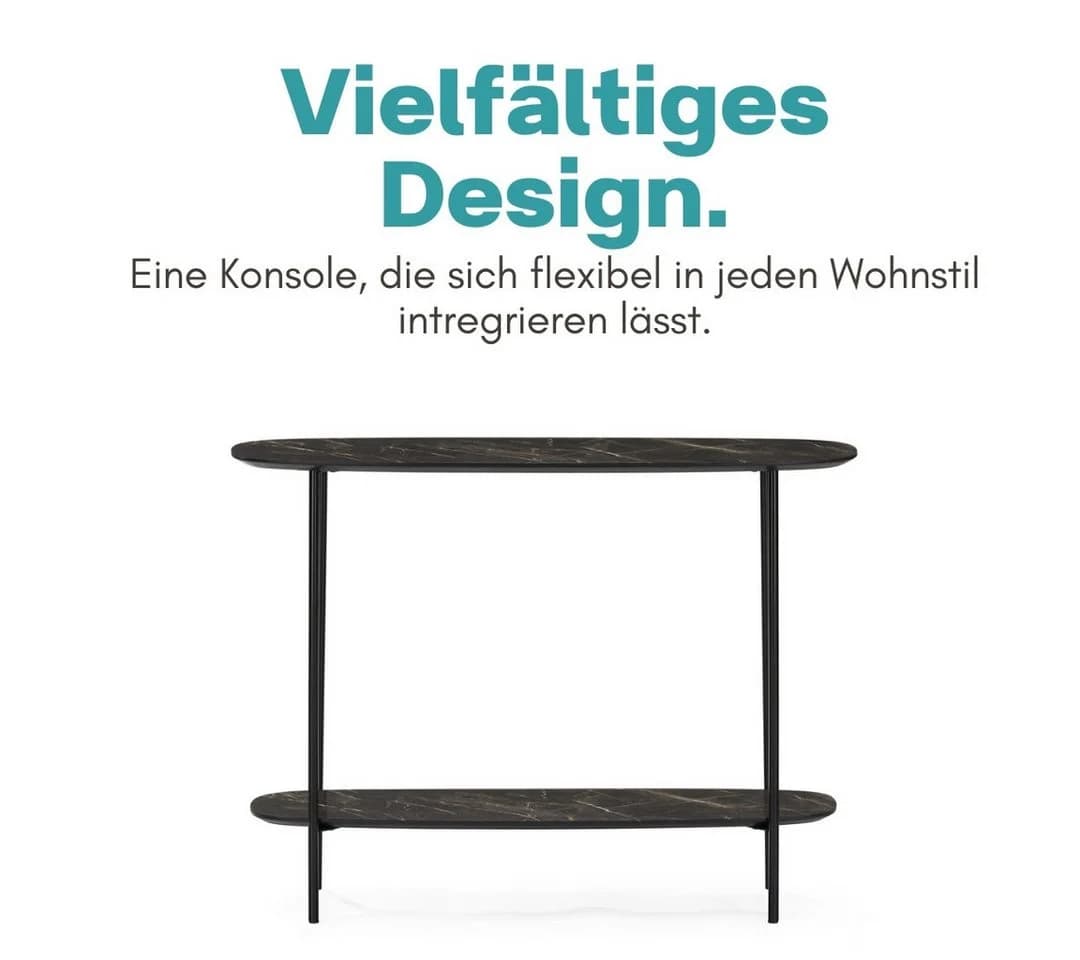 Wohnando Konsolentisch Ares Marmordekor Schwarz - Bild 4