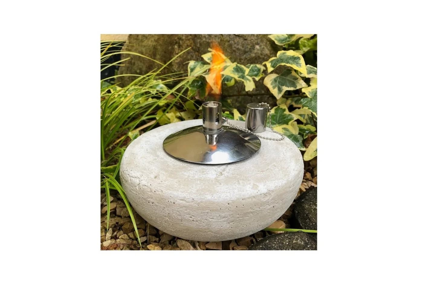 Radami Gartenfackel Steinguss Weiß mit Ölbehälter - Bild 2