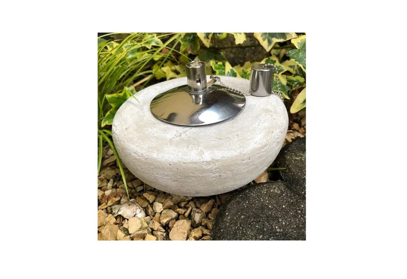 Radami Gartenfackel Steinguss Weiß mit Ölbehälter - Bild 4