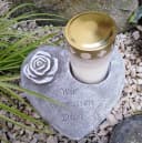 Radami Grabherz mit Rose Grau Antik Spruch Wir vermissen Dich Bild 1