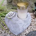 Radami Grabherz mit Rose Grau Antik Spruch Wir vermissen Dich Bild 2