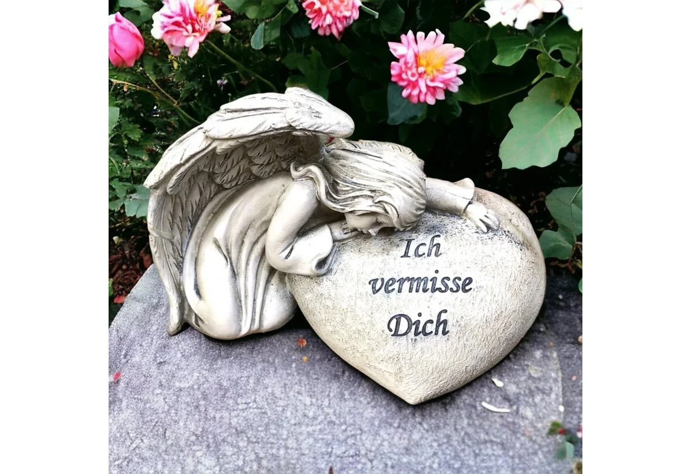 Radami Gartenfigur Engel Grabherz Antik-Weiß - Bild 5