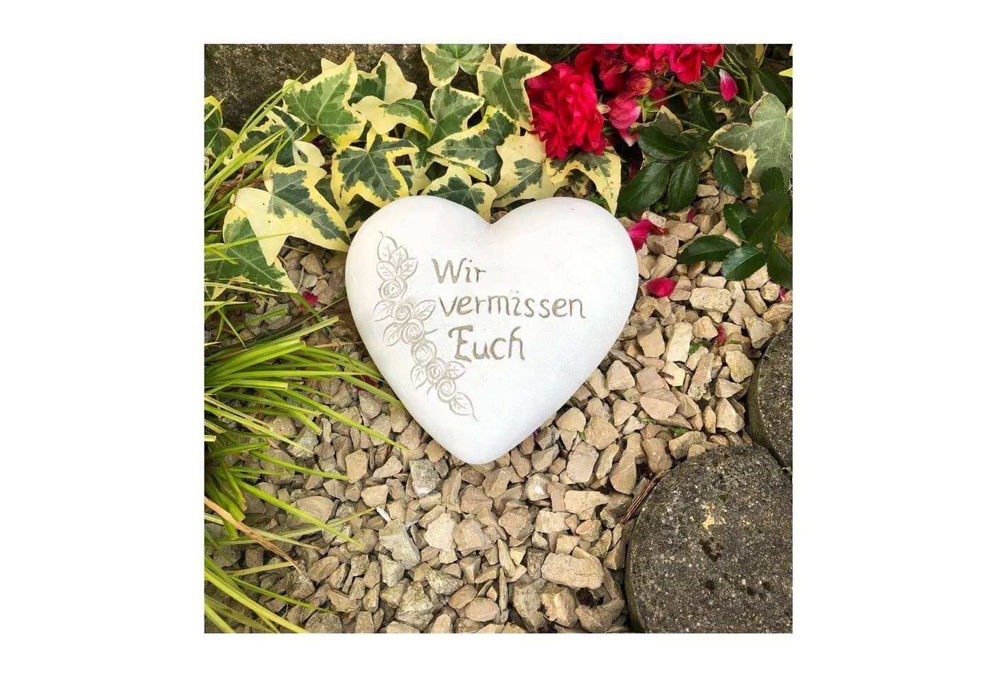 Radami Grabherz Steinguss Grau Antik "Wir vermissen Euch" mit Patina - Bild 4