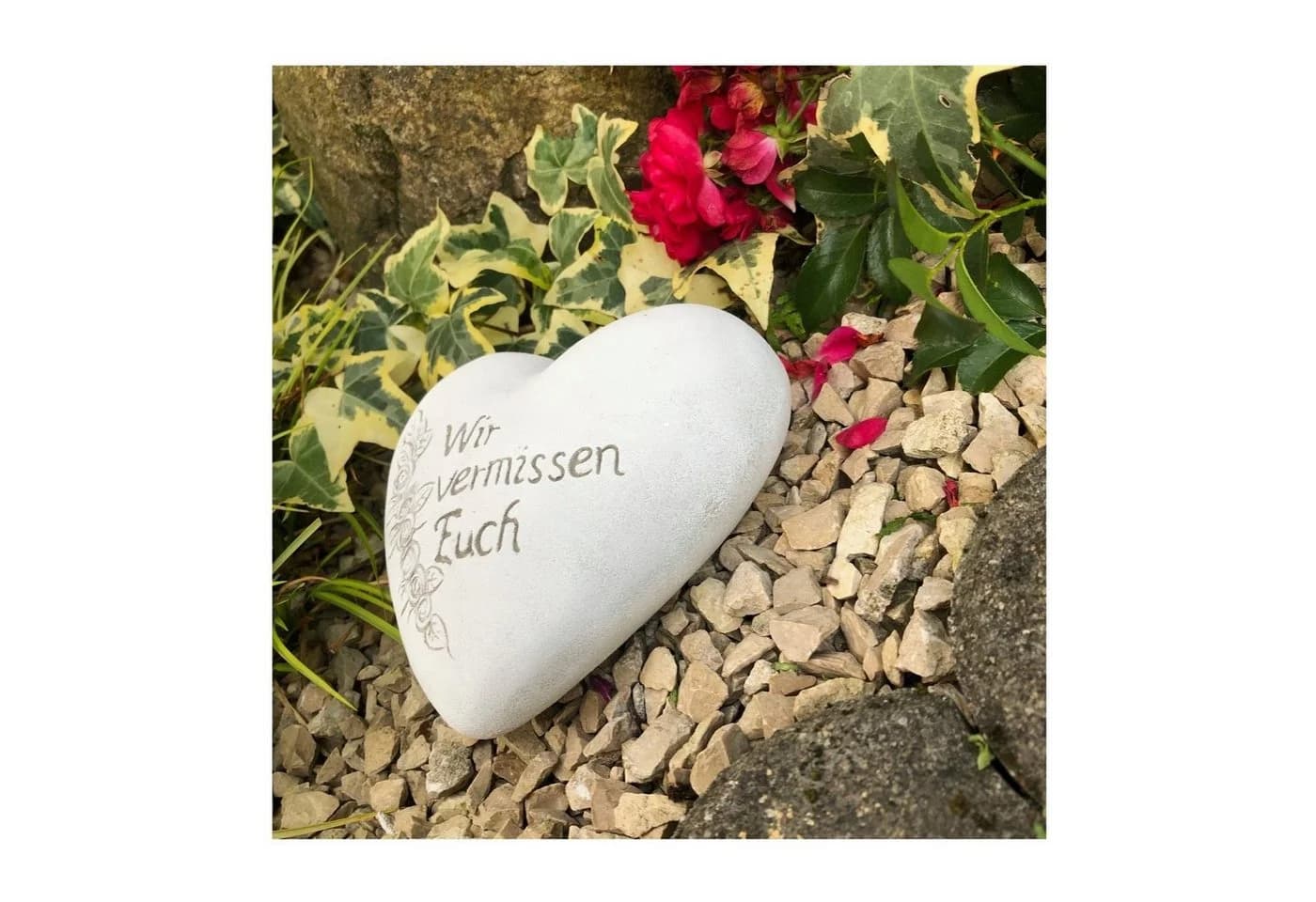 Radami Grabherz Steinguss Grau Antik "Wir vermissen Euch" mit Patina - Bild 5