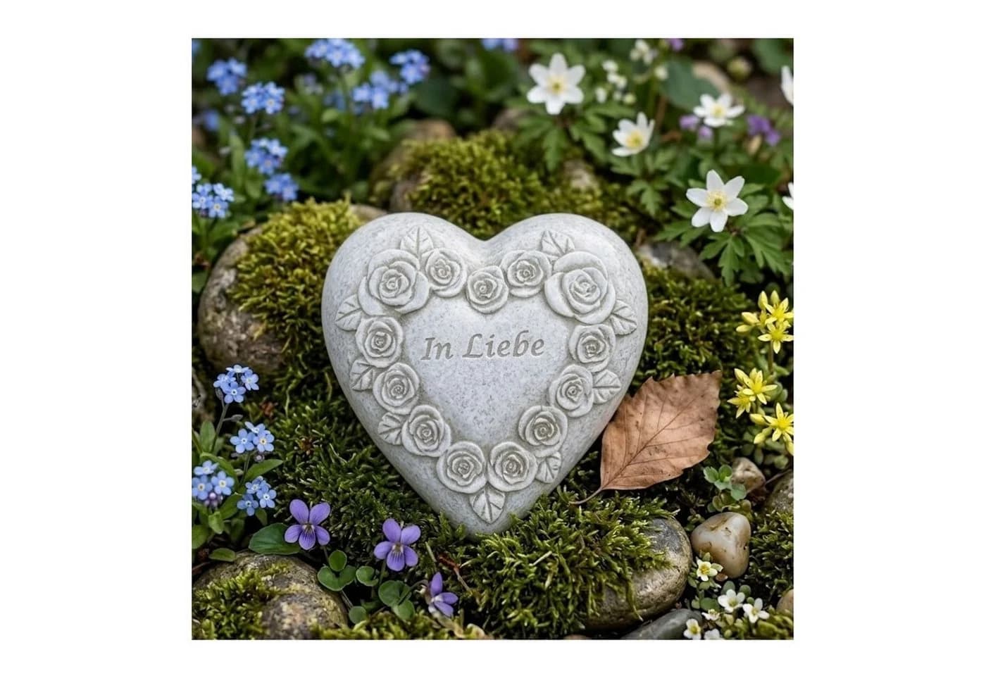 Radami Grabherz Gedenkstein Grau mit 3D Rosen - Bild 2