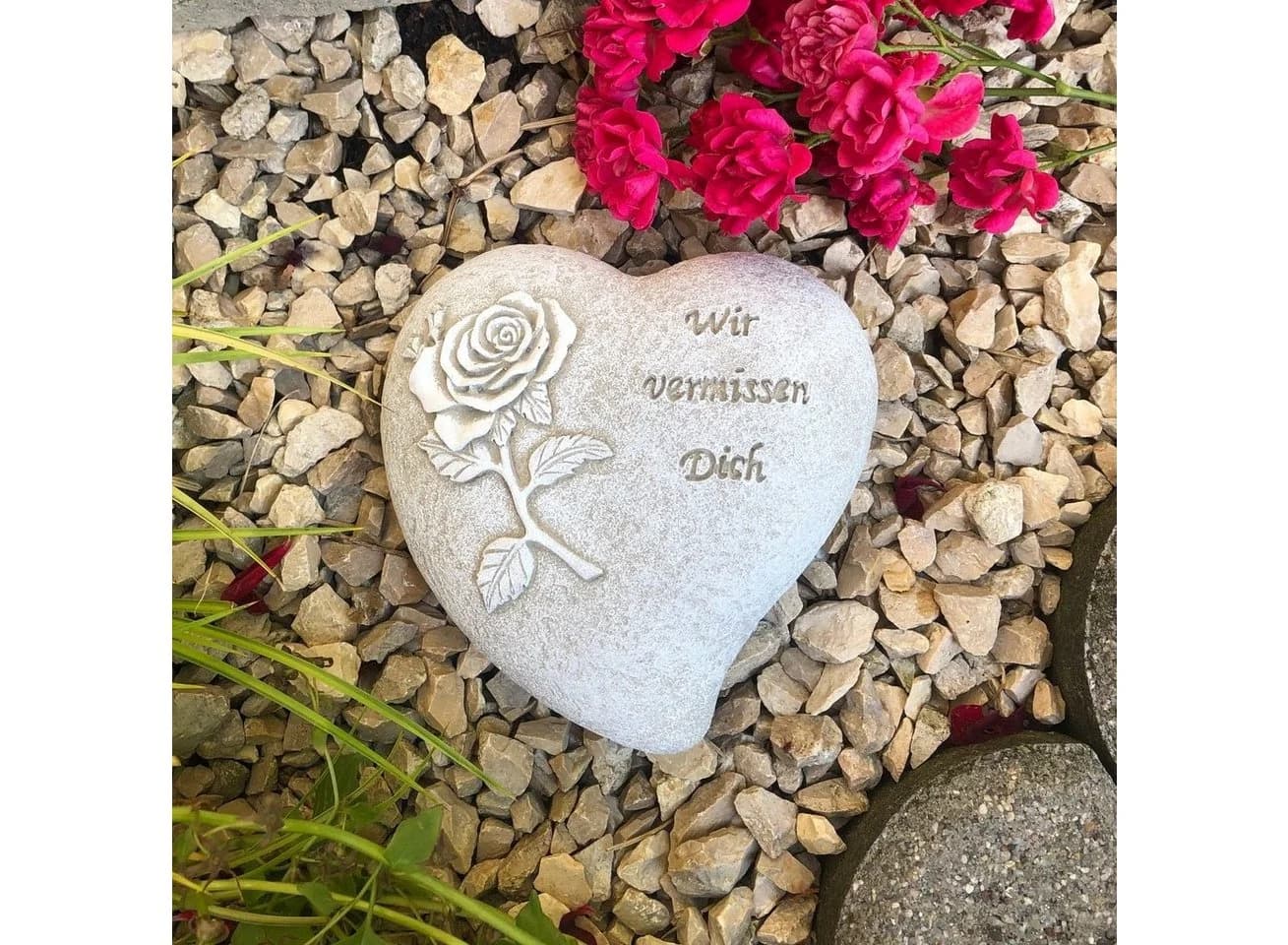 Radami Grabherz Gedenkstein Grau mit 3D Rose - Bild 2