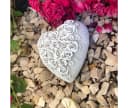 Radami Gartenfigur Herz Rosenherz Grau/Weiß Steinguss Bild 1