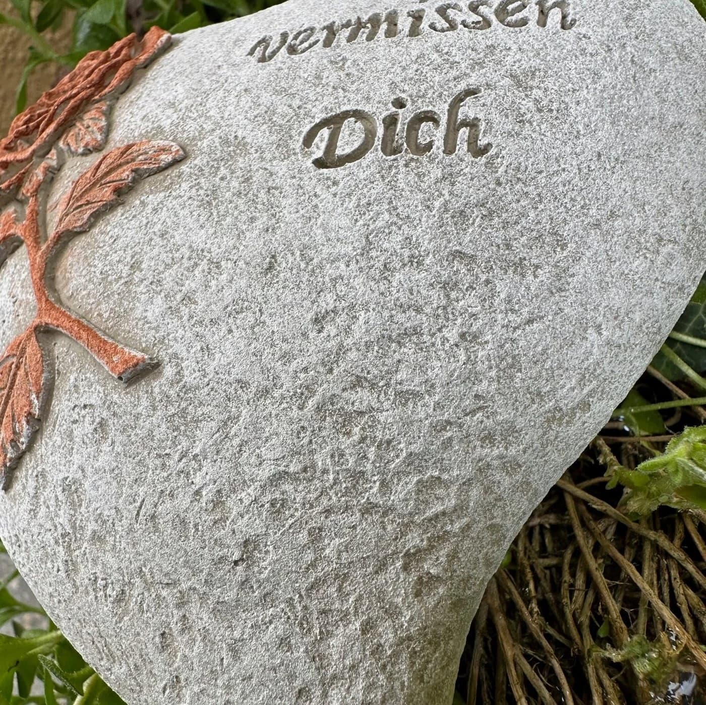 Radami Grabherz Gedenkstein Grau mit Rose Rost Design - Bild 3