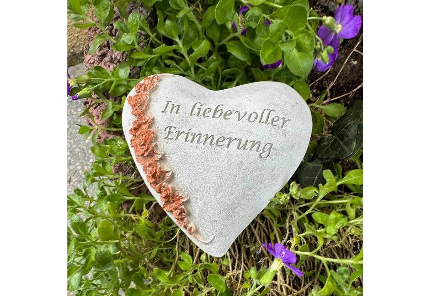 Radami Grabherz Gartenfigur Grau Rost Design mit Rosenranke
