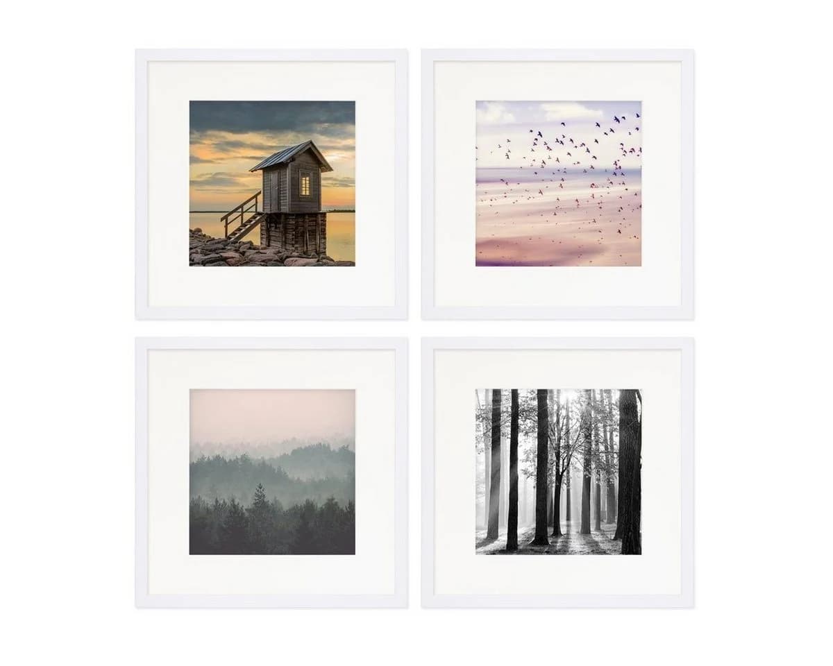 PHOTOLINI Bilderrahmen Set 4er Weiß Quadratisch MDF - Bild 2